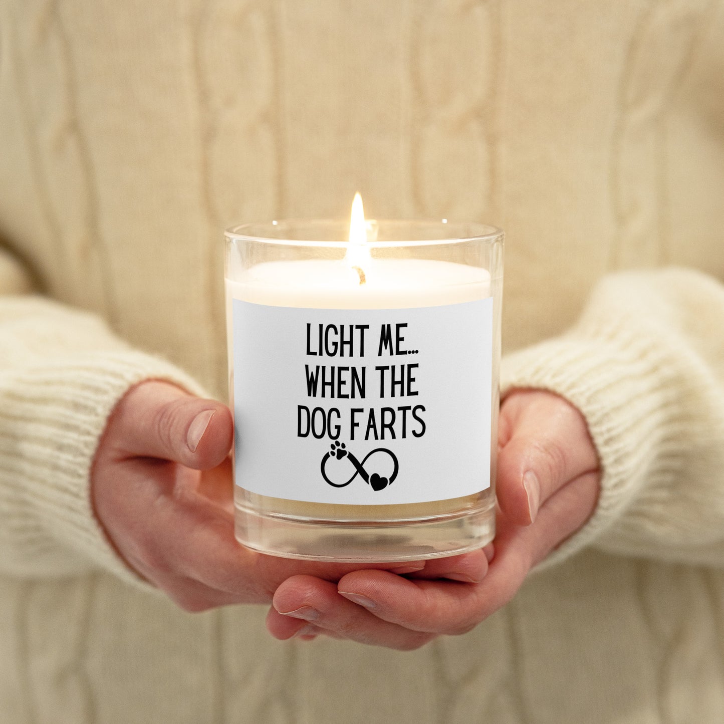 "Light Me When The Dog Farts" Glass jar soy wax candle