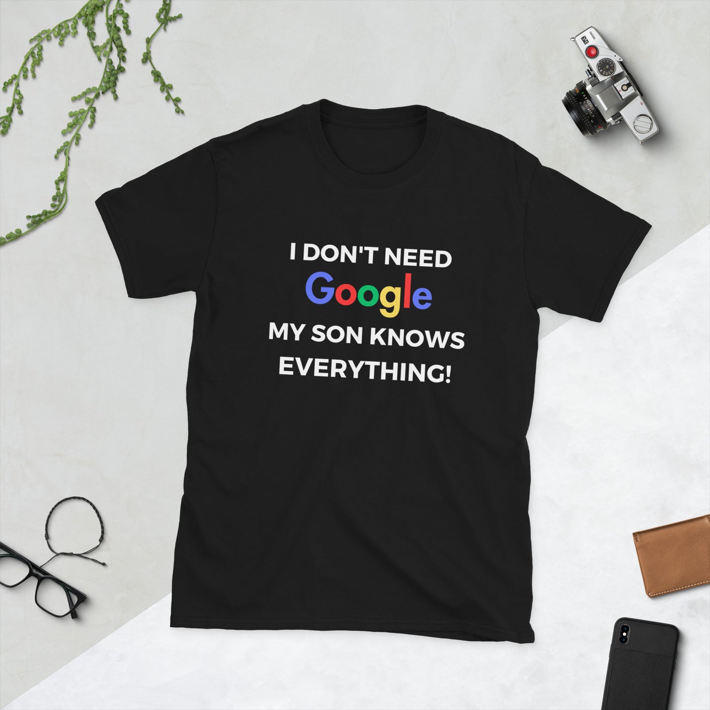 "I Don't Need Google, My (*Choose*) Knows Everything" Short-Sleeve Men's T-Shirt