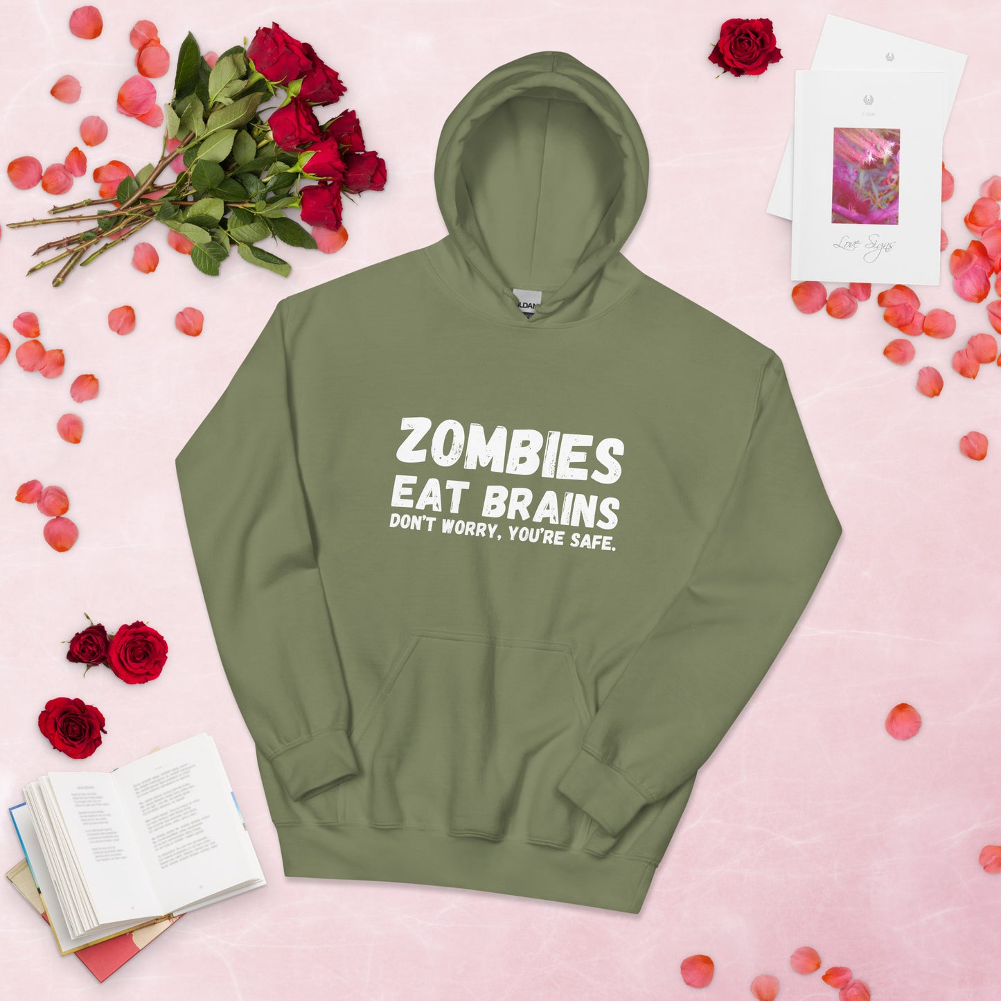 "Zombies Eat Brains Don't Worry, You Are Safe" Women's Hoodie