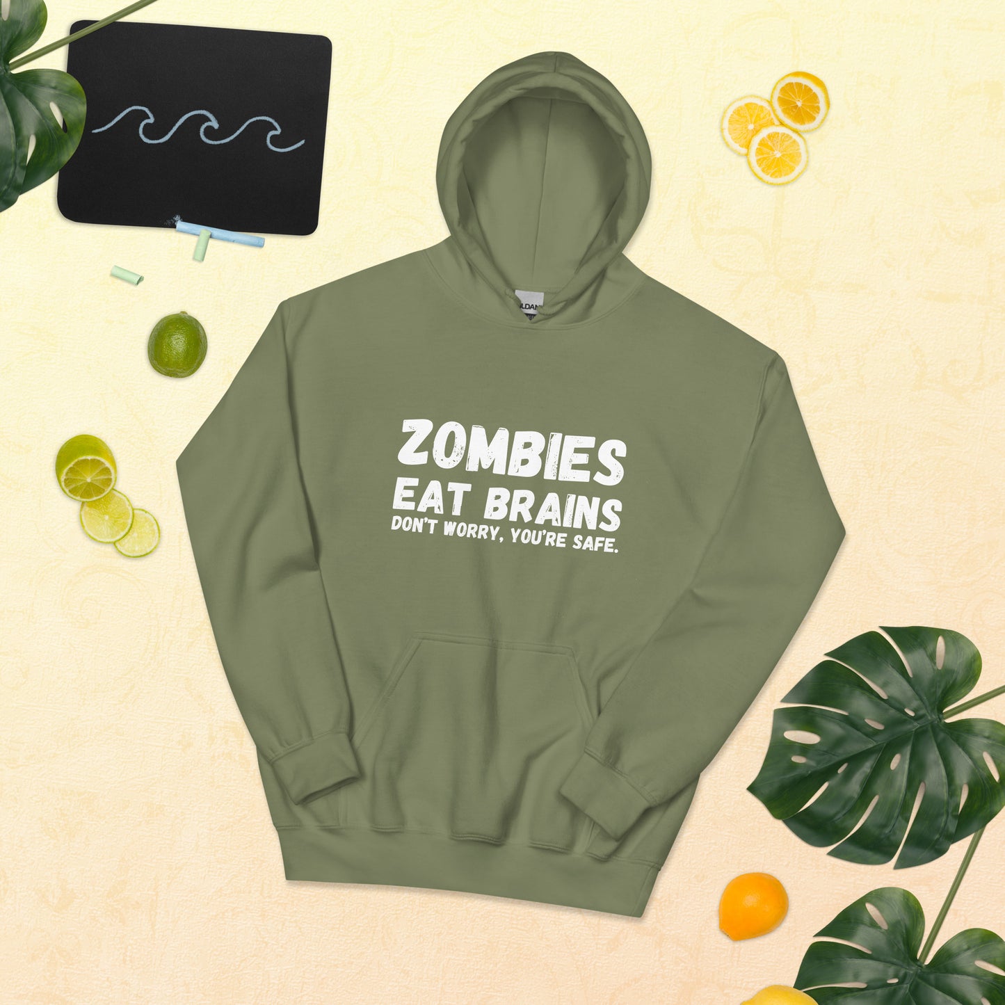 "Zombies Eat Brains Don't Worry, You're Safe" Men's Hoodie