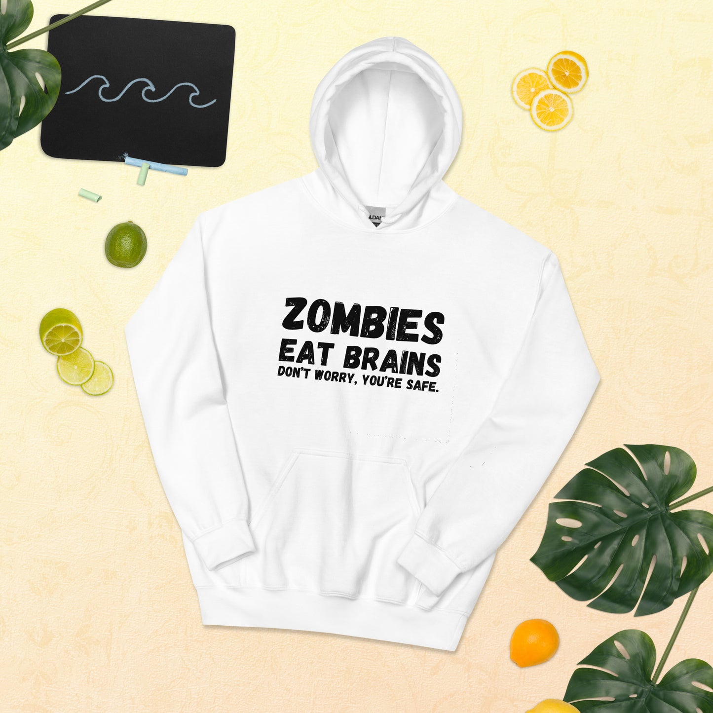 "Zombies Eat Brains Don't Worry, You're Safe" Men's Hoodie