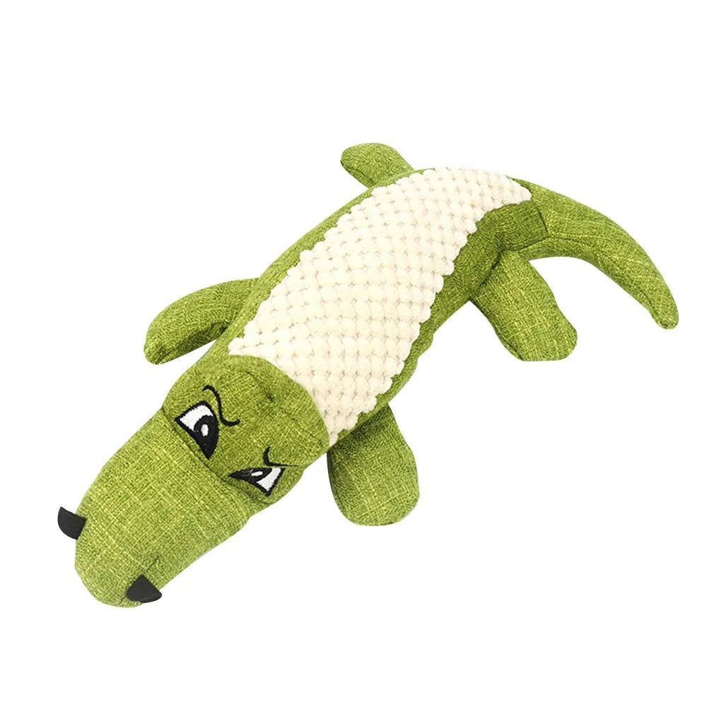 Squeaky Linen Plush Crocodile Dog Toy