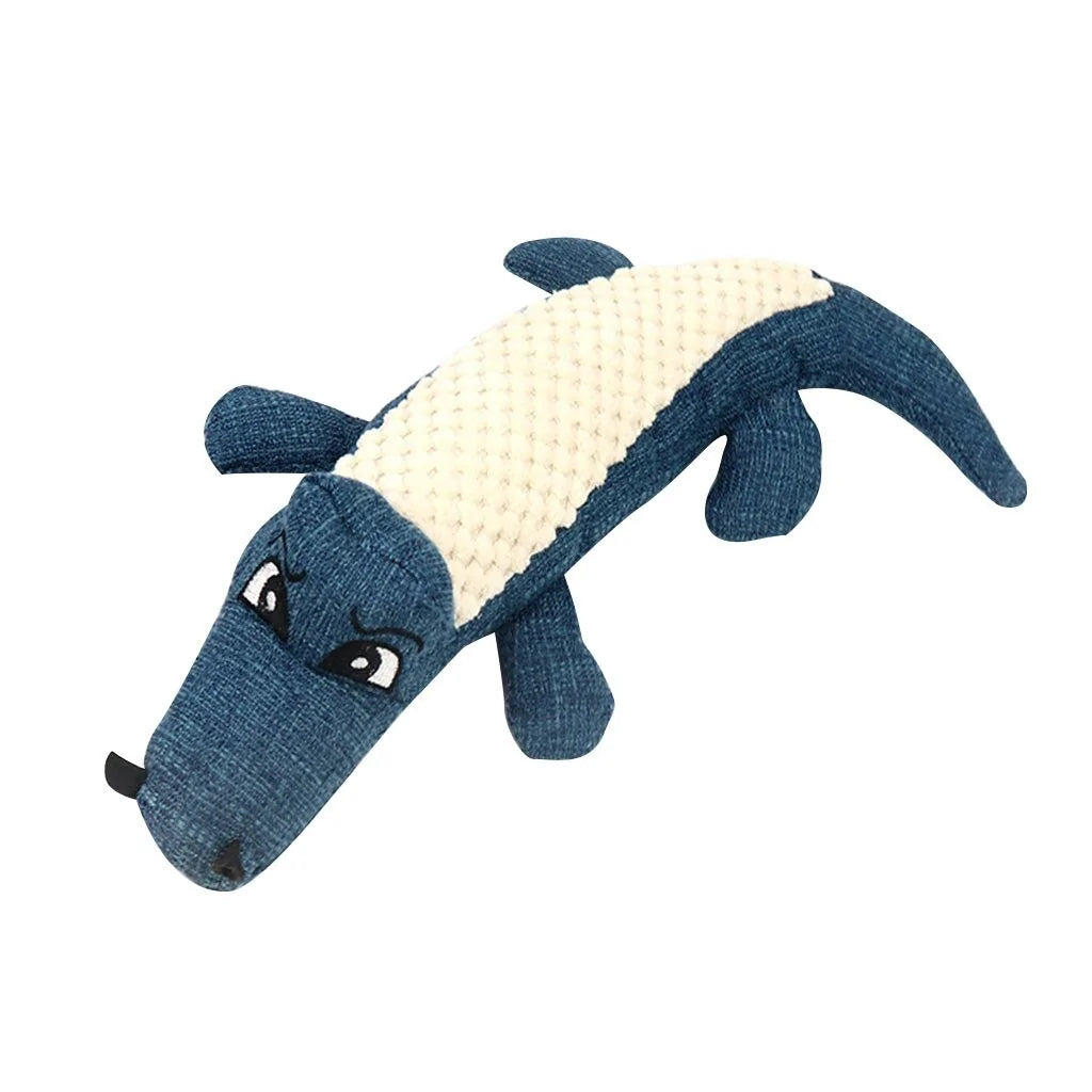 Squeaky Linen Plush Crocodile Dog Toy