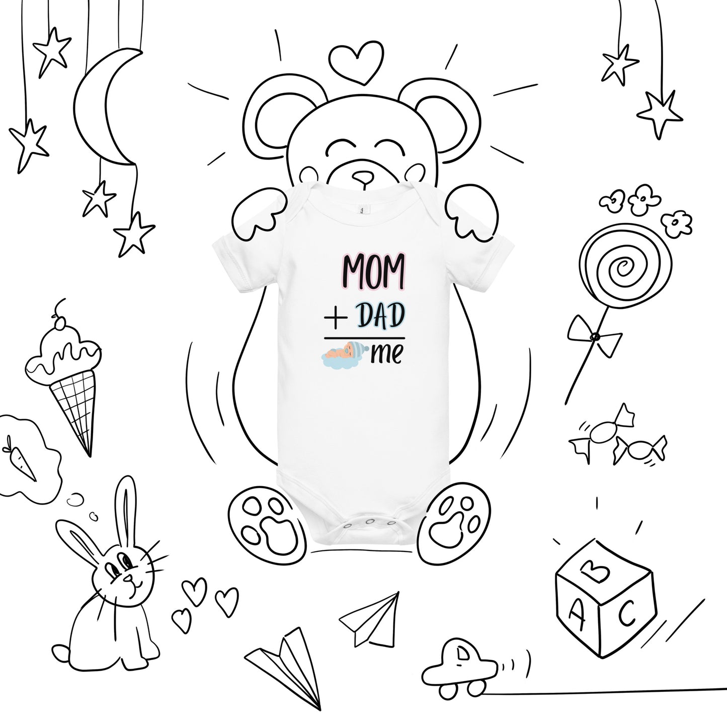 "Mom+Dad=Me" Baby (Boy) short sleeve one piece